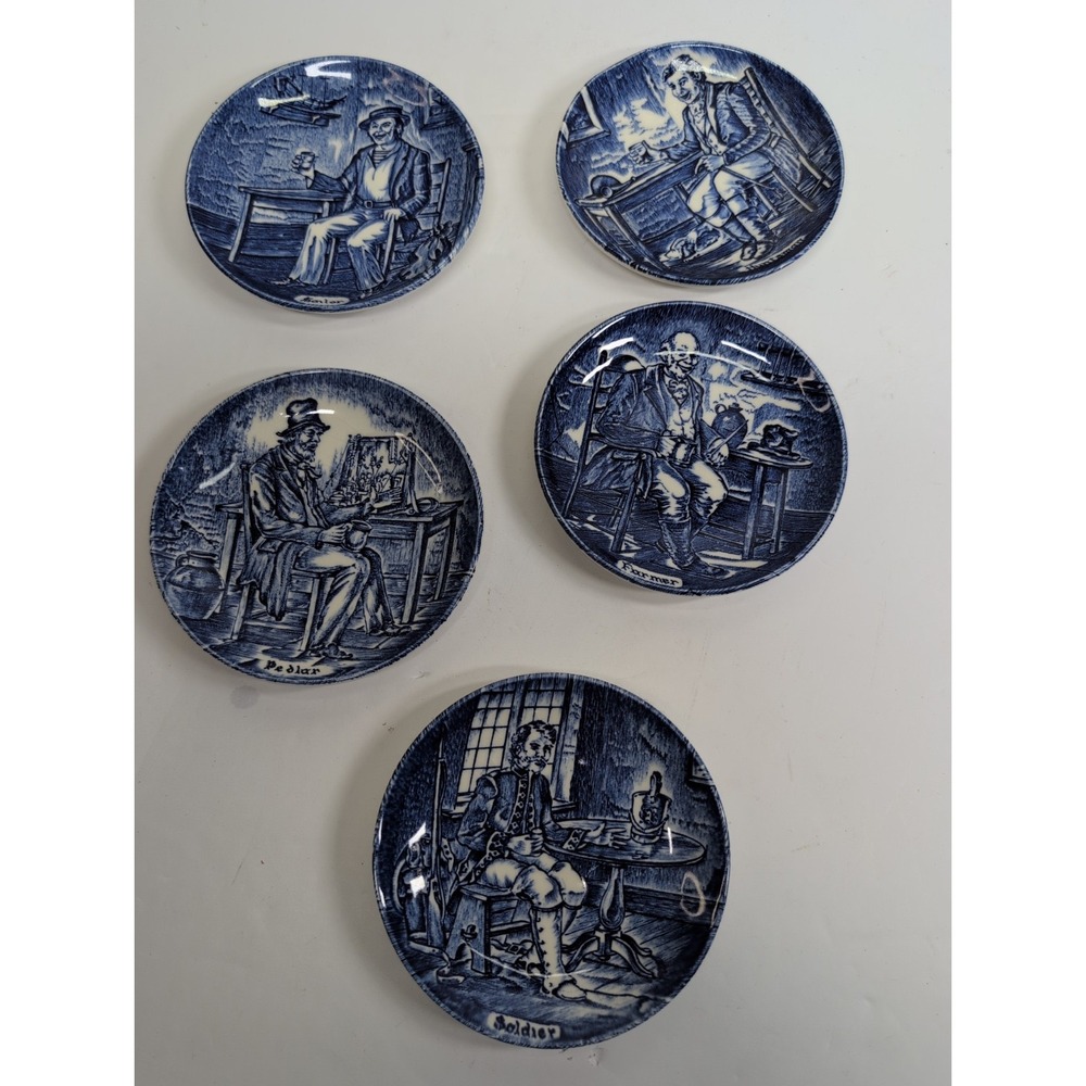 Enoch Wedgwood Tunstall 4" Plates, Huntsman,‎ Game Keeper & Others Set Of 5